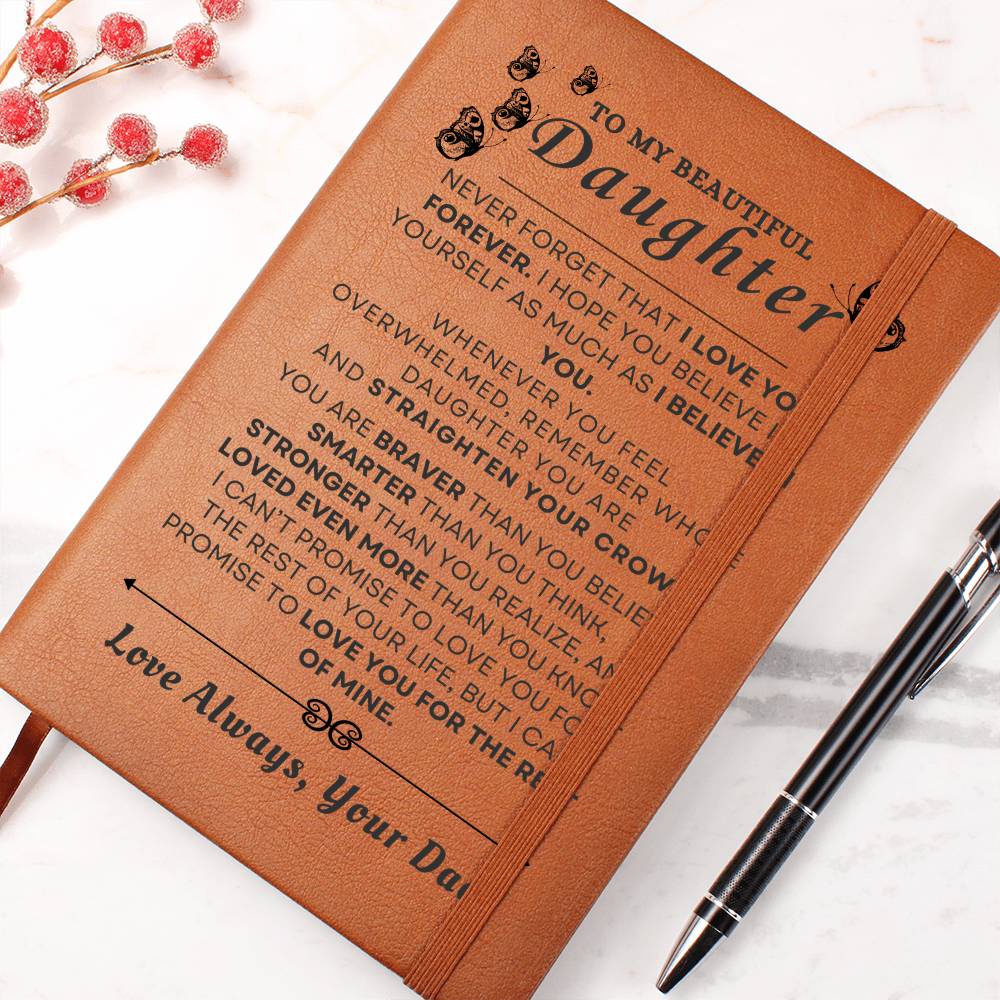 To My Beautiful Daughter Vegan Leather Journal | Graduation, Birthday, Holiday Gift