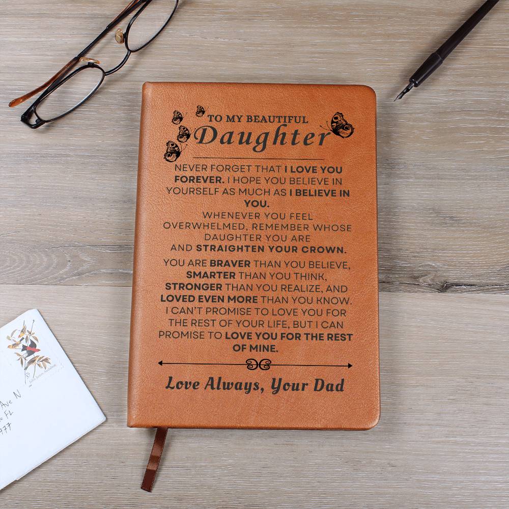 To My Beautiful Daughter Vegan Leather Journal | Graduation, Birthday, Holiday Gift