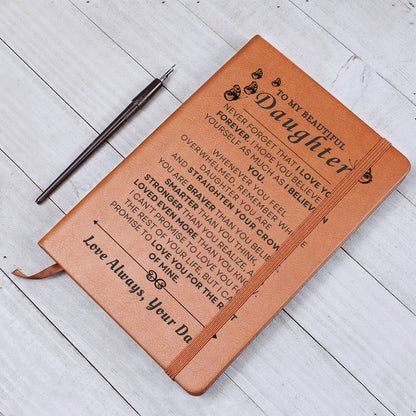 To My Beautiful Daughter Vegan Leather Journal | Graduation, Birthday, Holiday Gift