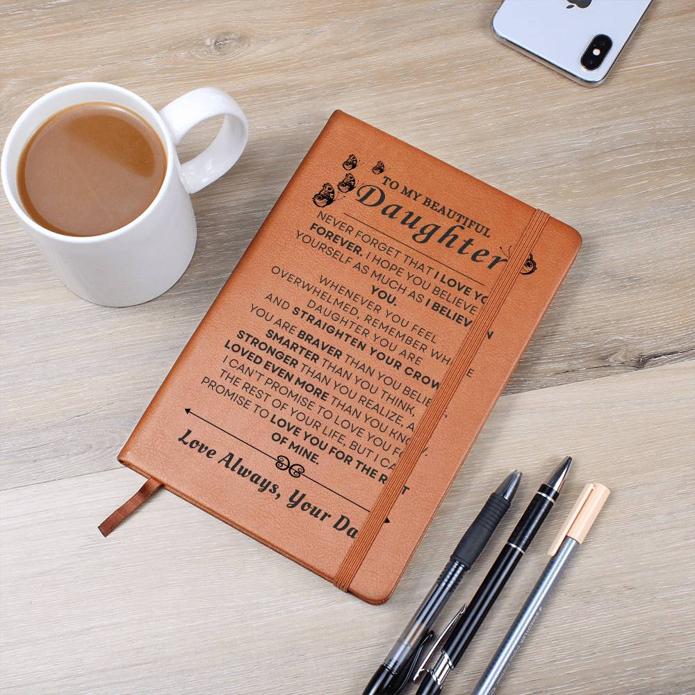 To My Beautiful Daughter Vegan Leather Journal | Graduation, Birthday, Holiday Gift