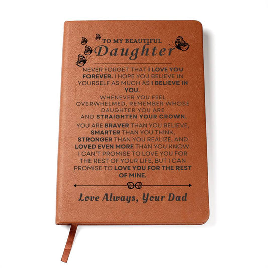 To My Beautiful Daughter Vegan Leather Journal | Graduation, Birthday, Holiday Gift
