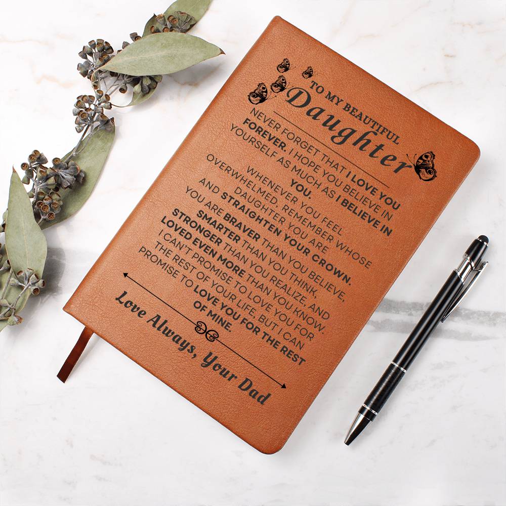 To My Beautiful Daughter Vegan Leather Journal | Graduation, Birthday, Holiday Gift