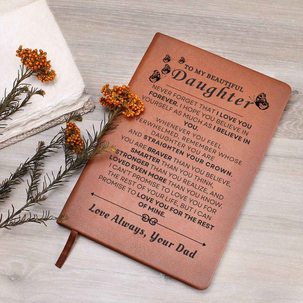 To My Beautiful Daughter Vegan Leather Journal | Graduation, Birthday, Holiday Gift