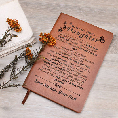 To My Beautiful Daughter Vegan Leather Journal | Graduation, Birthday, Holiday Gift