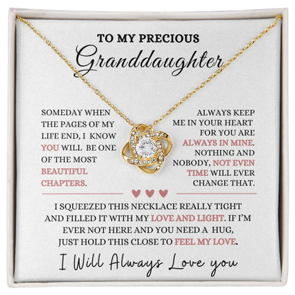 To My Precious Granddaughter Love Knot Necklace-Christmas gift, Graduation Gift, Baby Shower, Birthday gift