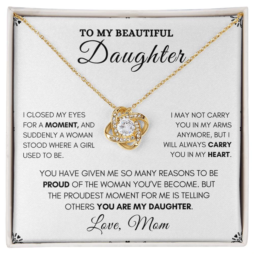 To My Daughter-Beautiful Love Knot Necklace