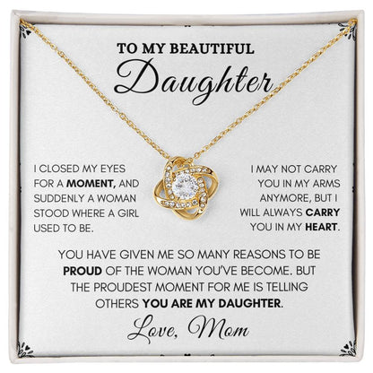 To My Daughter-Beautiful Love Knot Necklace