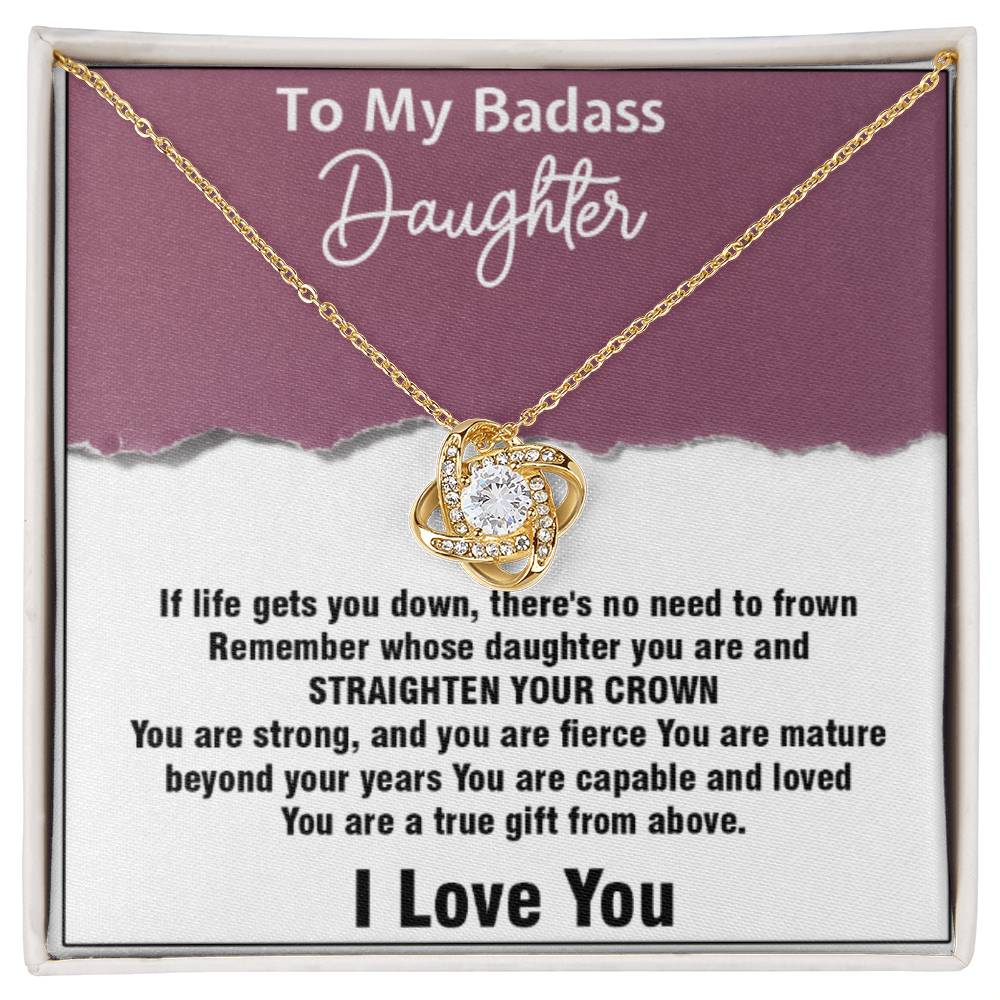 To My Badass Daughter Love Knot Necklace