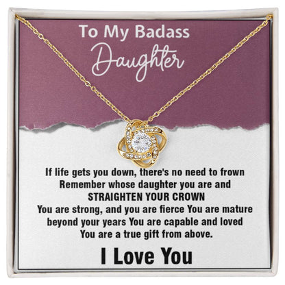To My Badass Daughter Love Knot Necklace
