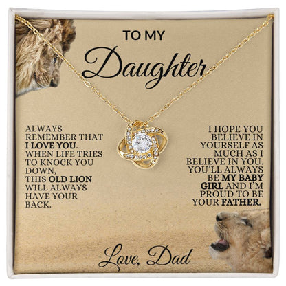 To My Daughter Love Knot Necklace
