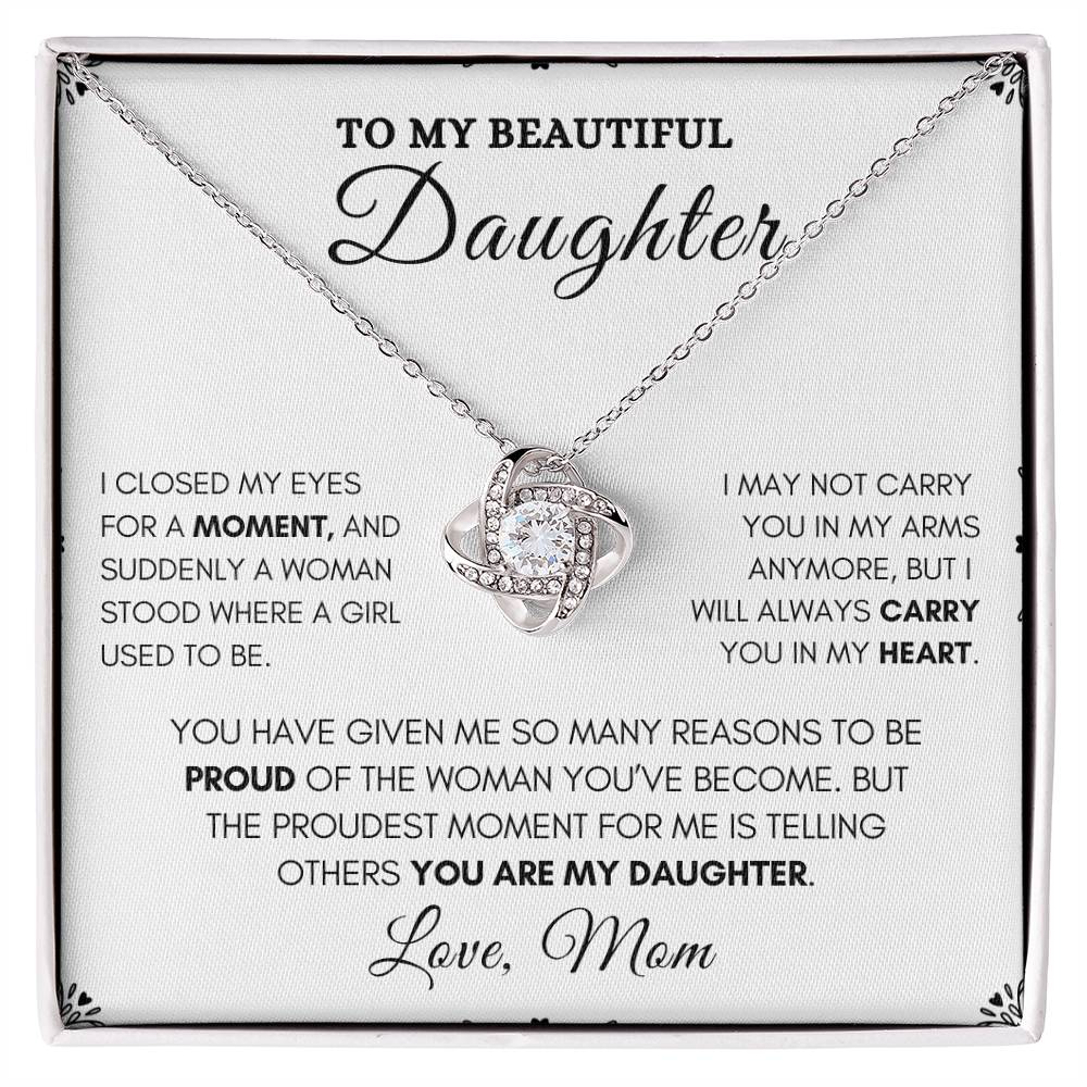 To My Daughter-Beautiful Love Knot Necklace