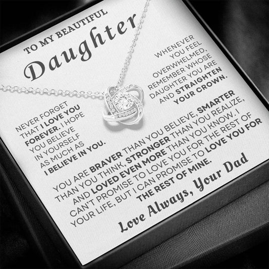 To My Beautiful Daughter "I Love You Forever" Necklace
