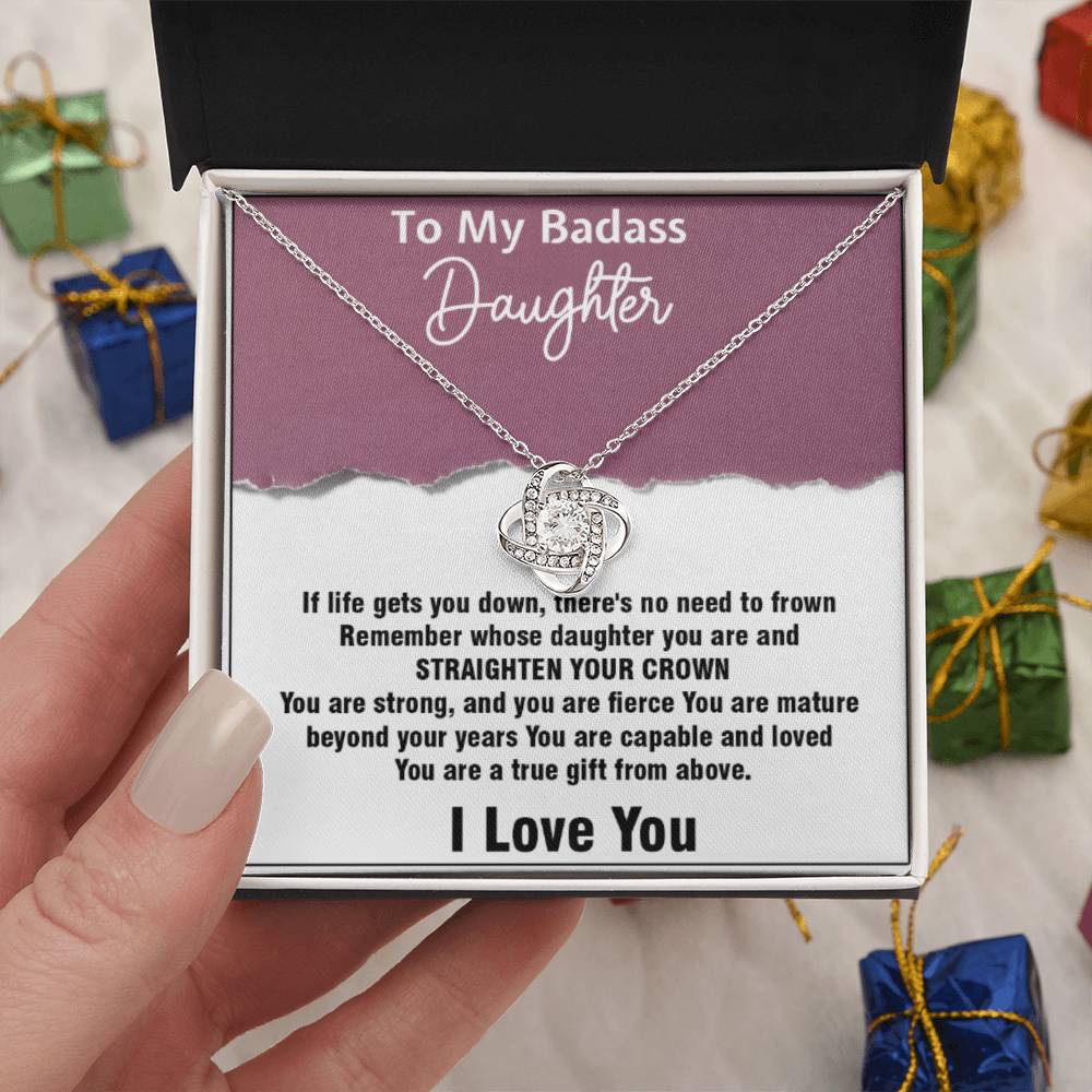 To My Badass Daughter Love Knot Necklace