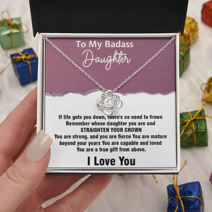 To My Badass Daughter Love Knot Necklace