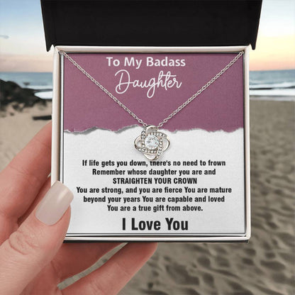 To My Badass Daughter Love Knot Necklace