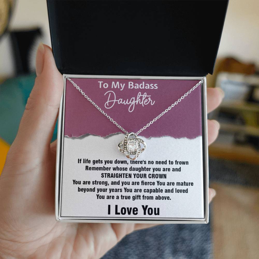To My Badass Daughter Love Knot Necklace