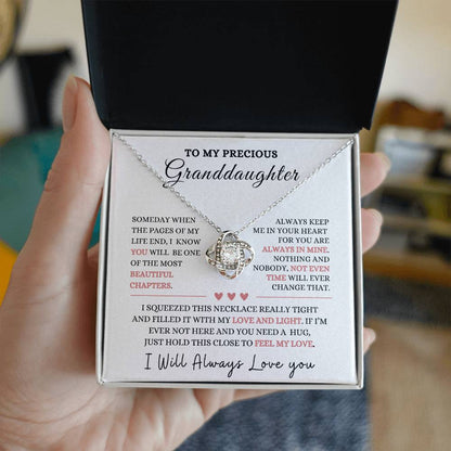To My Precious Granddaughter Love Knot Necklace-Christmas gift, Graduation Gift, Baby Shower, Birthday gift