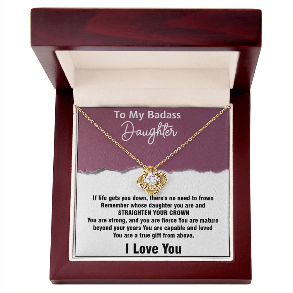 To My Badass Daughter Love Knot Necklace