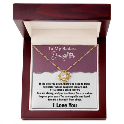 To My Badass Daughter Love Knot Necklace