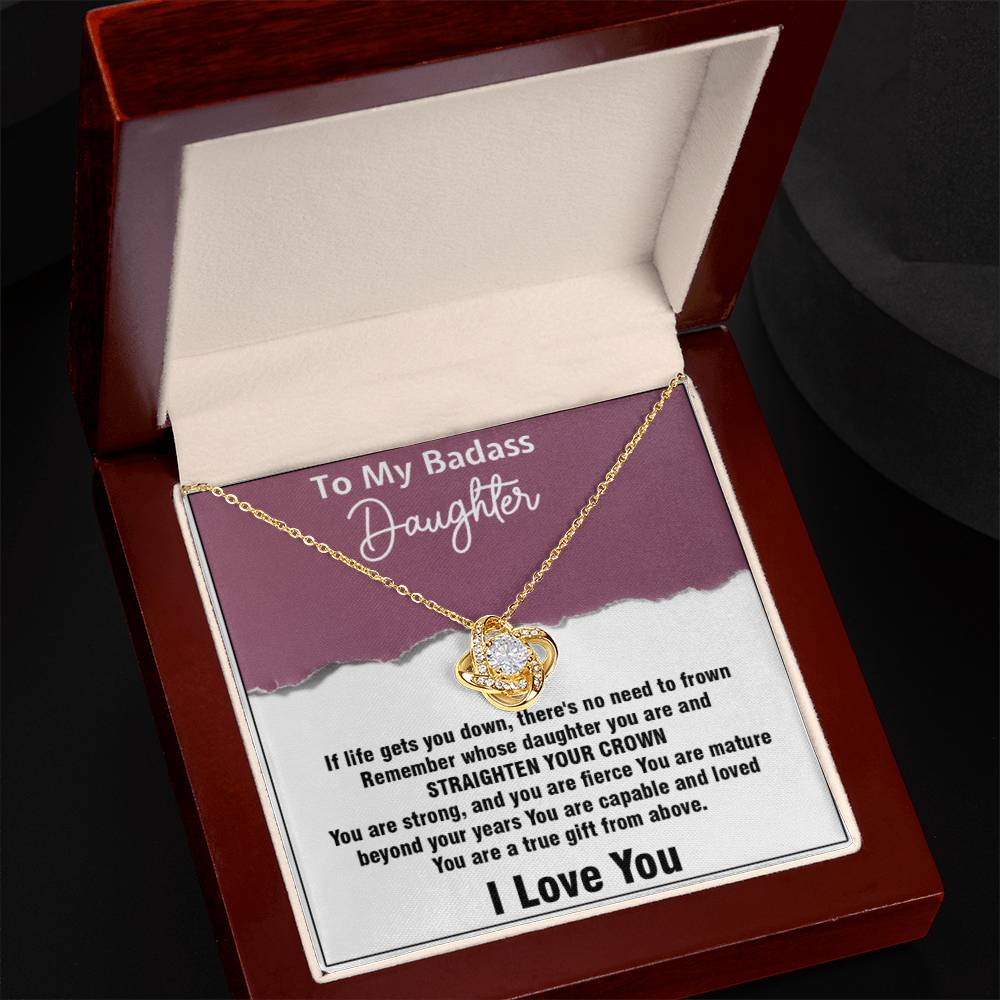 To My Badass Daughter Love Knot Necklace
