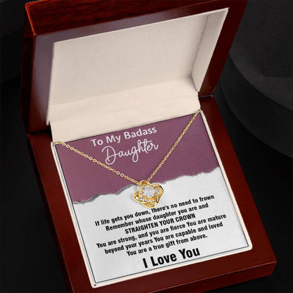 To My Badass Daughter Love Knot Necklace