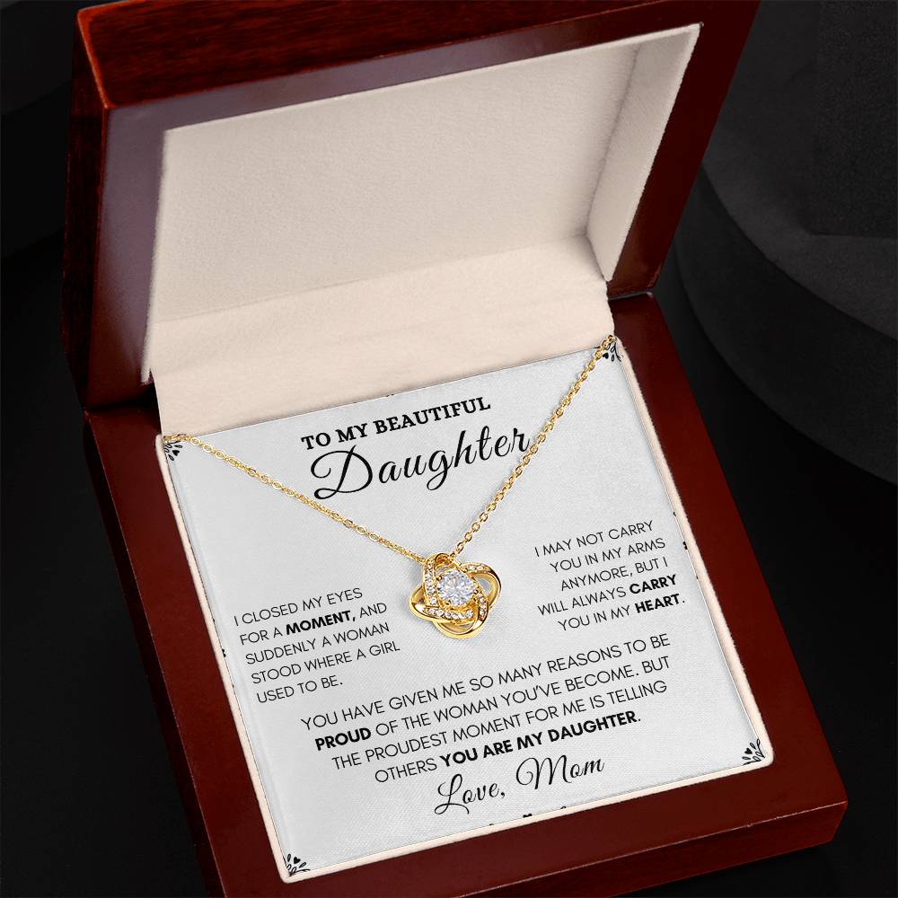 To My Daughter-Beautiful Love Knot Necklace