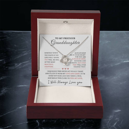 To My Precious Granddaughter Love Knot Necklace-Christmas gift, Graduation Gift, Baby Shower, Birthday gift