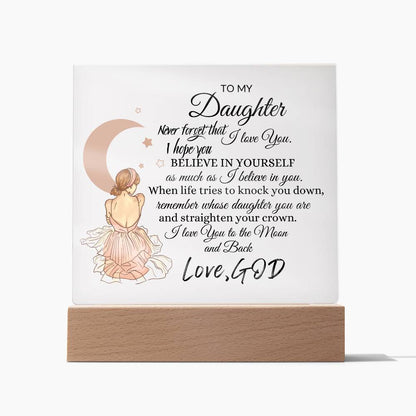Inspirational acrylic plaque for Daughter from God, Premium Acrylic Keepsake with Built-in LED Lights