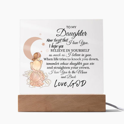 Inspirational acrylic plaque for Daughter from God, Premium Acrylic Keepsake with Built-in LED Lights