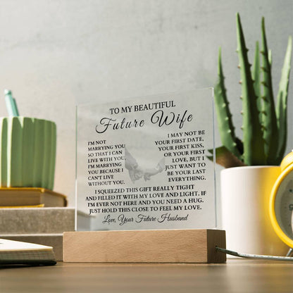 To My Beautiful Future Wife "I Can't Live Without You" LED Night Light/Plaque