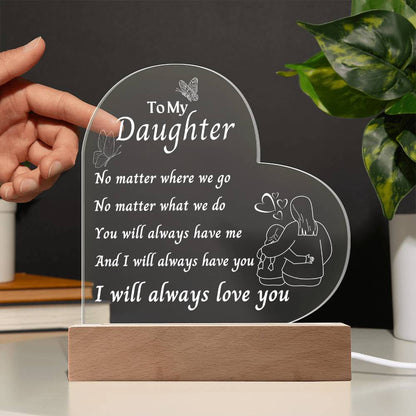 Gift for Daughter, 3D Lamp From Mother to Daughter, Premium Acrylic Keepsake with Built-in LED Lights