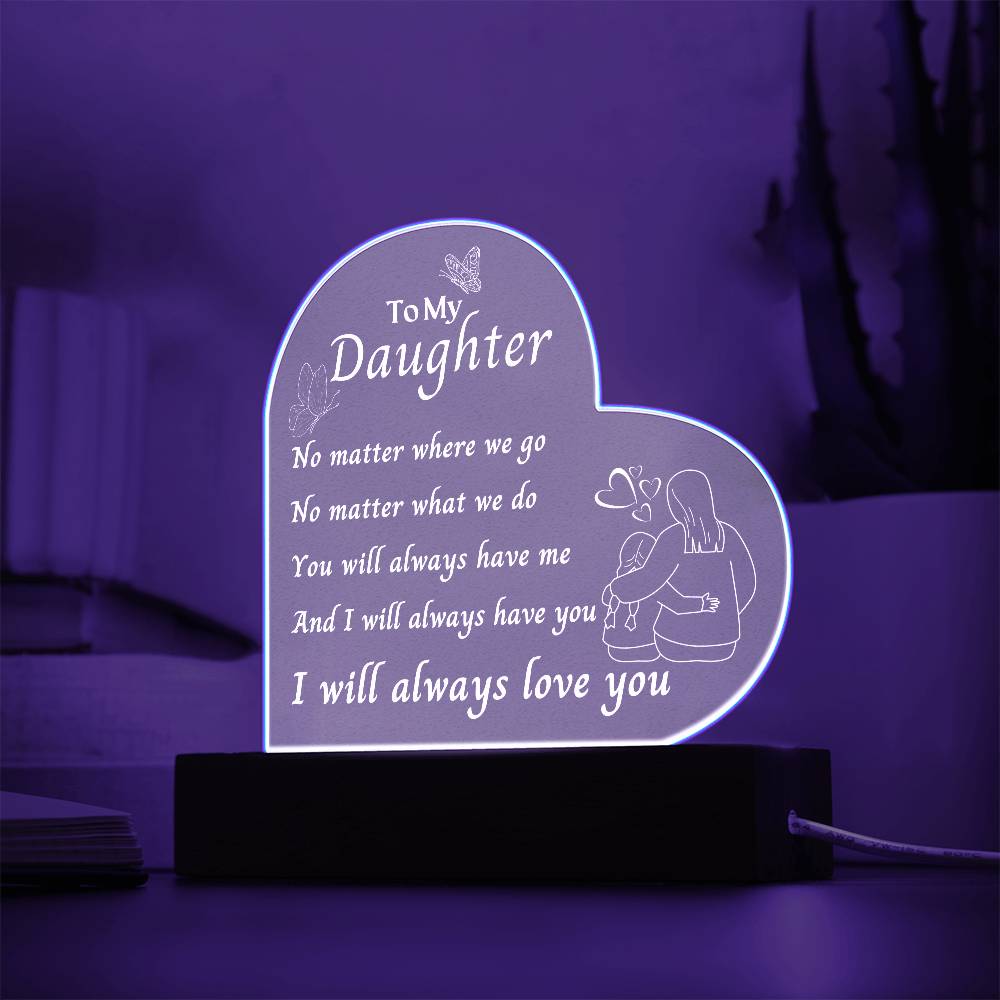 Gift for Daughter, 3D Lamp From Mother to Daughter, Premium Acrylic Keepsake with Built-in LED Lights