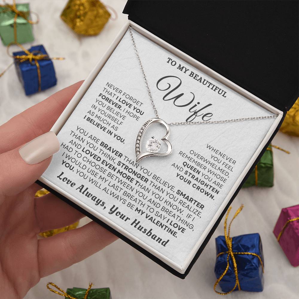 To My Beautiful Wife "You'll Always Be My Valentine" Necklace