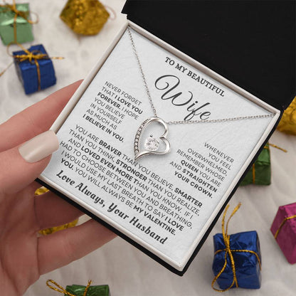 To My Beautiful Wife "You'll Always Be My Valentine" Necklace