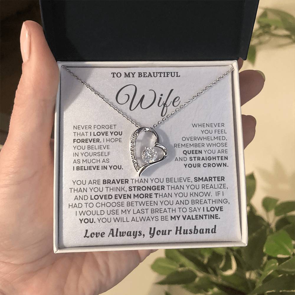 To My Beautiful Wife "You'll Always Be My Valentine" Necklace