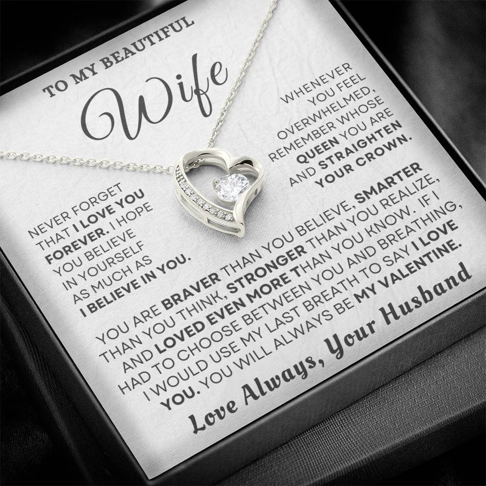 To My Beautiful Wife "You'll Always Be My Valentine" Necklace