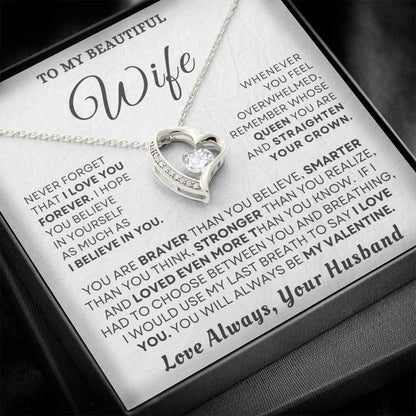 To My Beautiful Wife "You'll Always Be My Valentine" Necklace