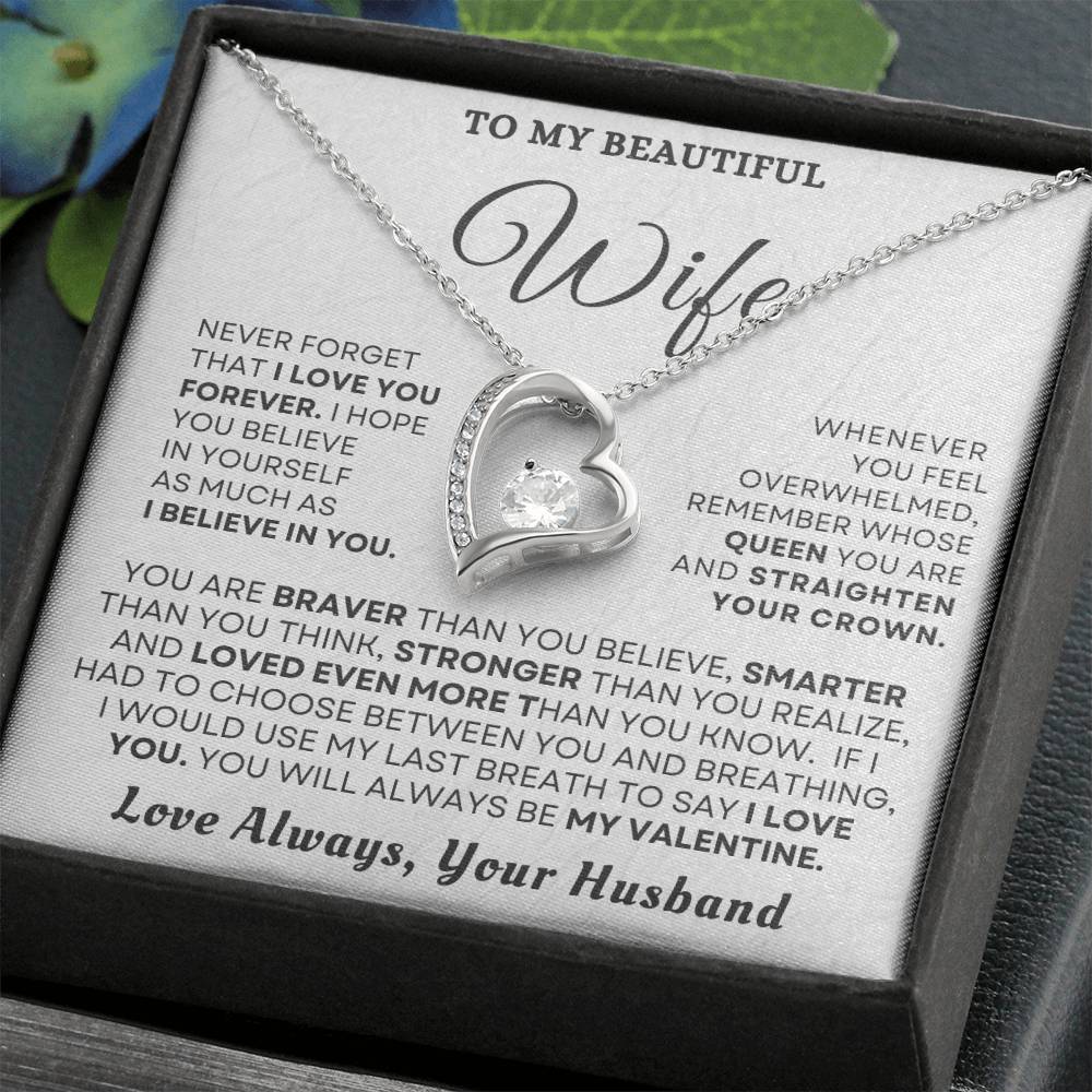 To My Beautiful Wife "You'll Always Be My Valentine" Necklace