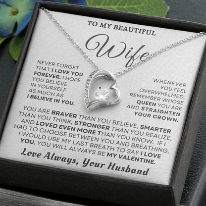 To My Beautiful Wife "You'll Always Be My Valentine" Necklace