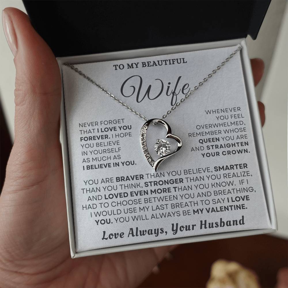 To My Beautiful Wife "You'll Always Be My Valentine" Necklace