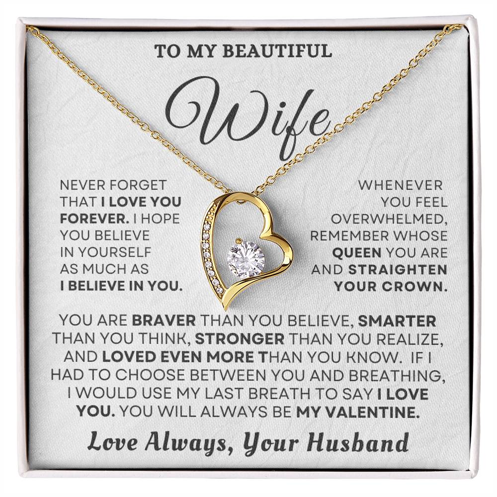 To My Beautiful Wife "You'll Always Be My Valentine" Necklace