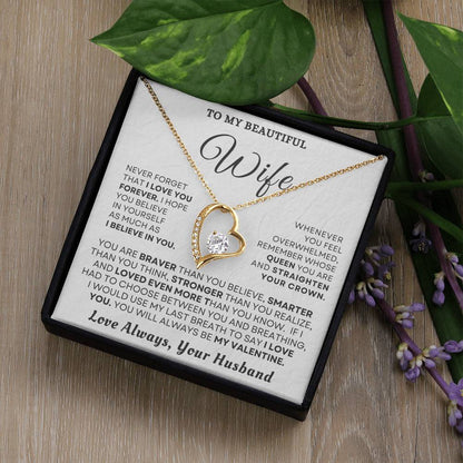 To My Beautiful Wife "You'll Always Be My Valentine" Necklace