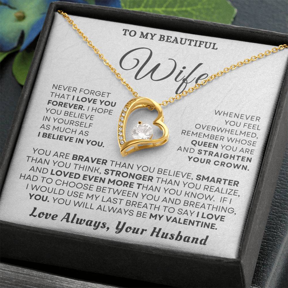 To My Beautiful Wife "You'll Always Be My Valentine" Necklace