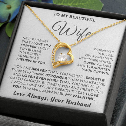 To My Beautiful Wife "You'll Always Be My Valentine" Necklace