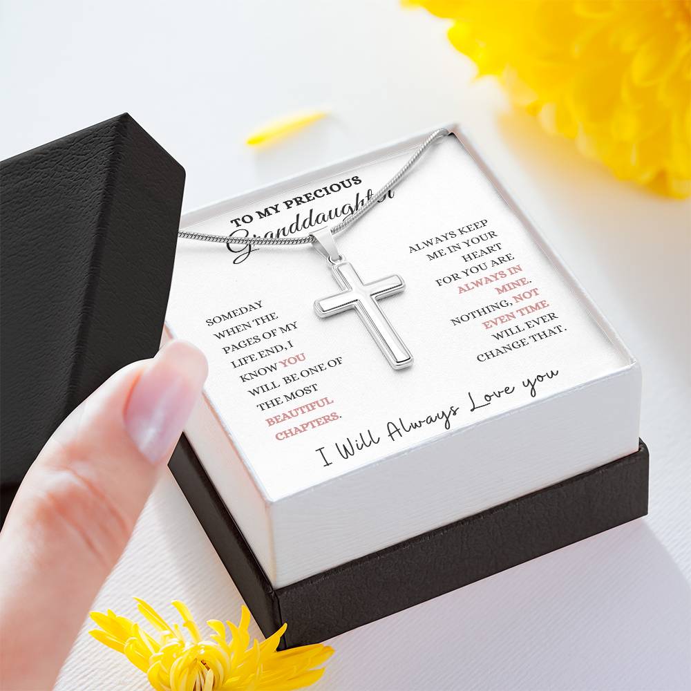 To My Precious Granddaughter Stainless Steel Cross Necklace., Christmas gift, Graduation gift, Birthday gift, Baby Shower