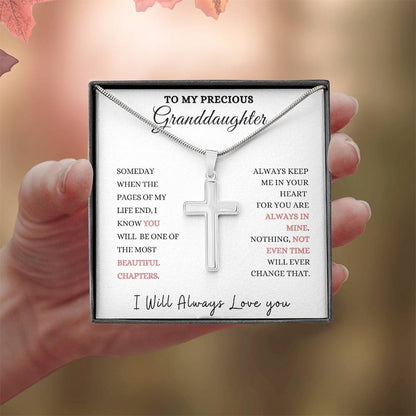 To My Precious Granddaughter Stainless Steel Cross Necklace., Christmas gift, Graduation gift, Birthday gift, Baby Shower