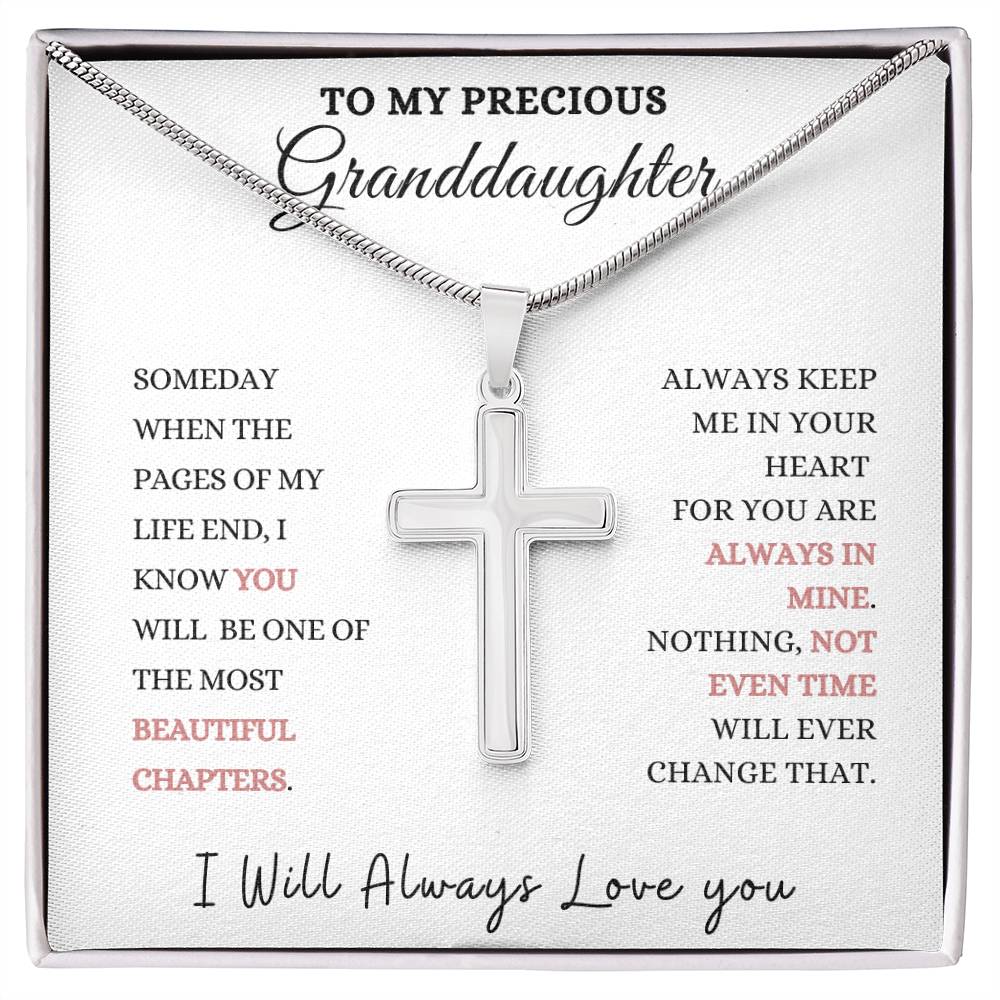 To My Precious Granddaughter Stainless Steel Cross Necklace., Christmas gift, Graduation gift, Birthday gift, Baby Shower