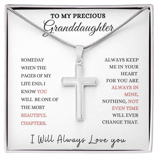 To My Precious Granddaughter Stainless Steel Cross Necklace., Christmas gift, Graduation gift, Birthday gift, Baby Shower