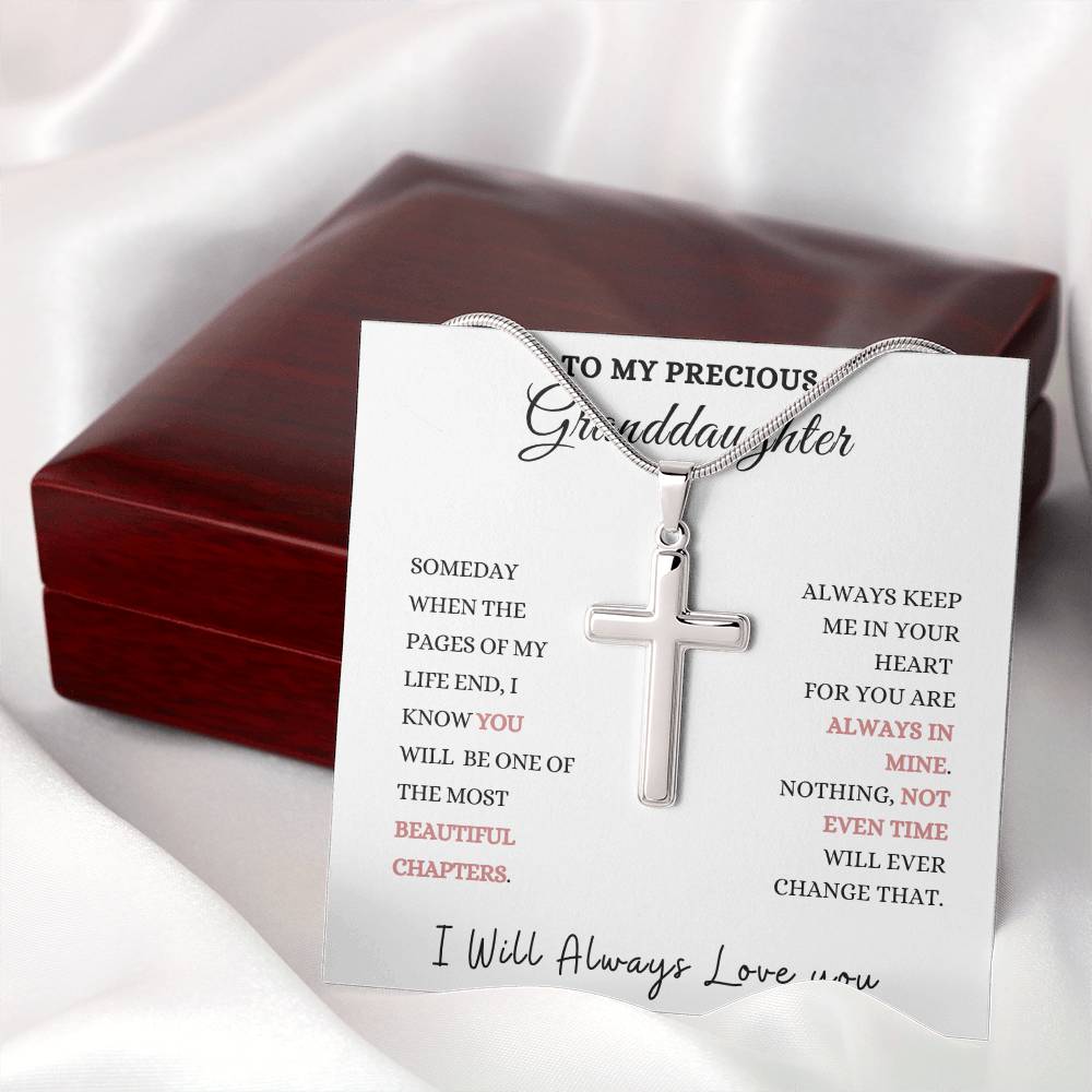 To My Precious Granddaughter Stainless Steel Cross Necklace., Christmas gift, Graduation gift, Birthday gift, Baby Shower