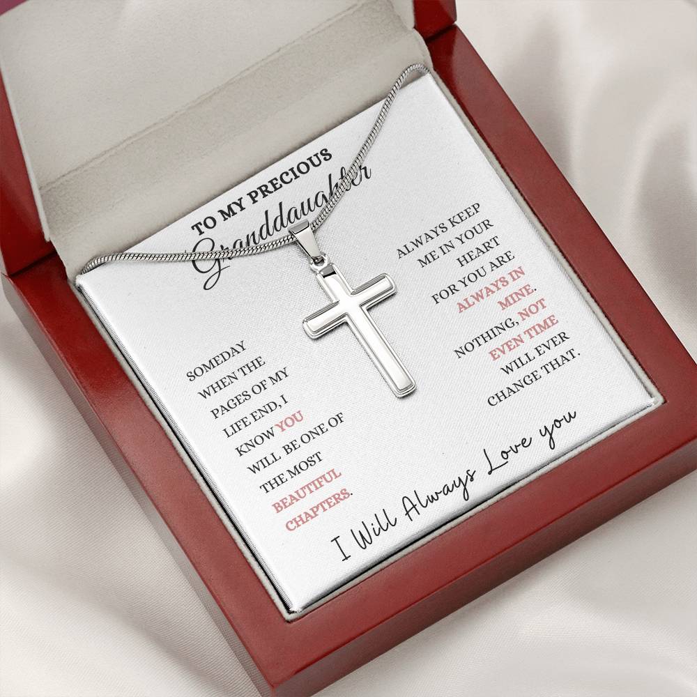 To My Precious Granddaughter Stainless Steel Cross Necklace., Christmas gift, Graduation gift, Birthday gift, Baby Shower